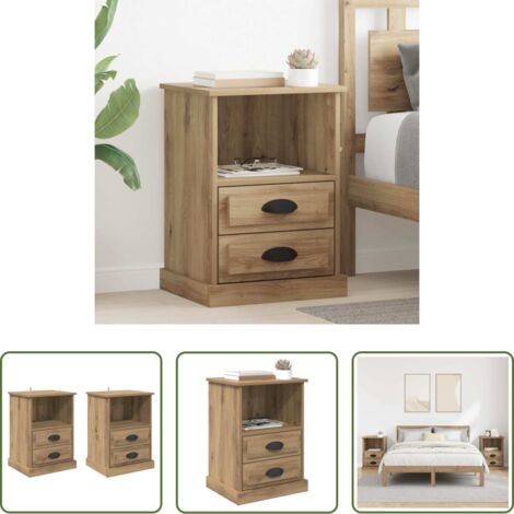 Comodino moderno -  Armadio da Notte 2 pcs Rovere artigianale 36 x 43 x 60 cm