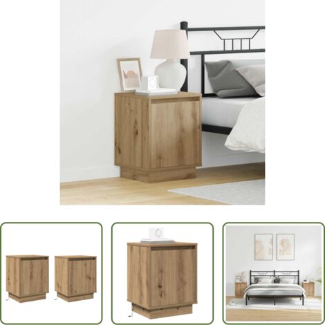 Comodino moderno -  Armadio da Notte 2 pcs Rovere artigianale 39 x 34,5 x 50 cm