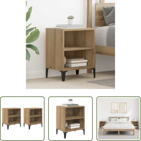 Comodino moderno -  Armadio da Notte 2 pcs Rovere artigianale 40 x 30 x 50 cm