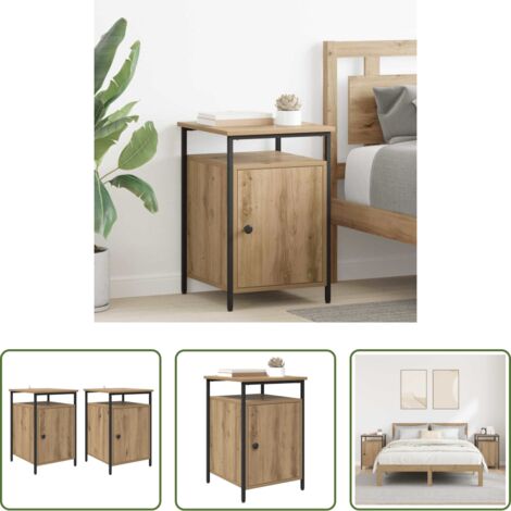 Comodino moderno -  Armadio da Notte 2 pcs Rovere artigianale 40 x 42 x 60cm