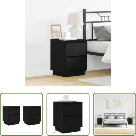 Comodino moderno -  Armadio da Notte 2 pcs Rovere Nero 39 x 34,5 x 50 cm