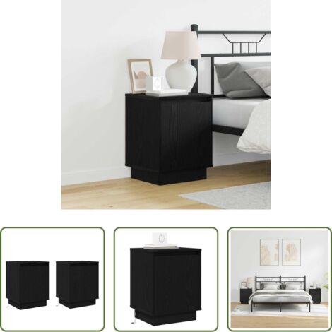Comodino moderno -  Armadio da Notte 2 pcs Rovere Nero 39 x 34,5 x 50 cm