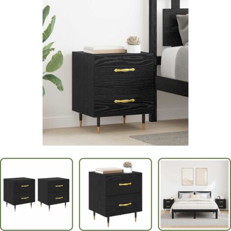 Comodino moderno -  Armadio da Notte 2 pcs Rovere Nero 40 x 35 x 47,5 cm
