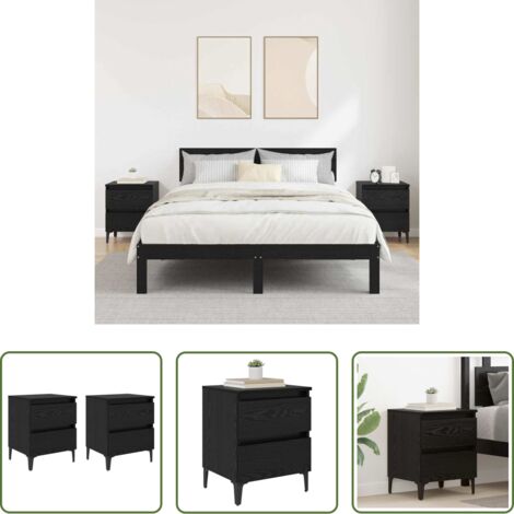 Comodino moderno -  Armadio da Notte 2 pcs Rovere nero 40 x 35 x 50 cm