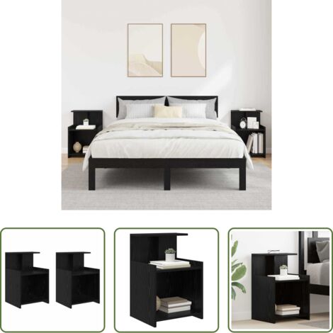 Comodino moderno -  Armadio da Notte 2 pcs Rovere Nero 40 x 35 x 60 cm