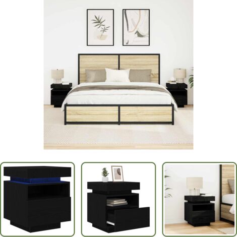 Comodino moderno -  Armadio da Notte 2 pcs Rovere Nero 40 x 39 x 48,5 cm