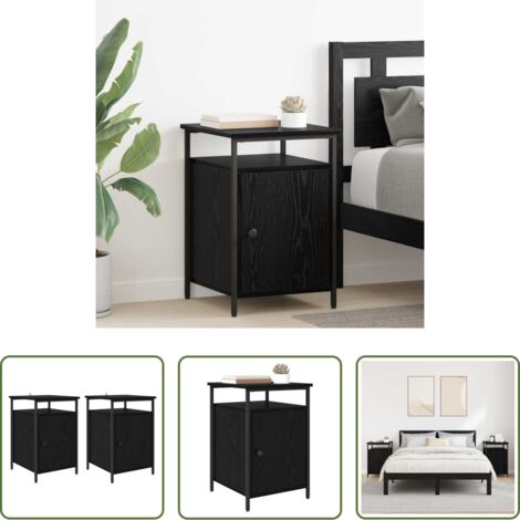 Comodino moderno -  Armadio da Notte 2 pcs Rovere Nero 40 x 42 x 60cm