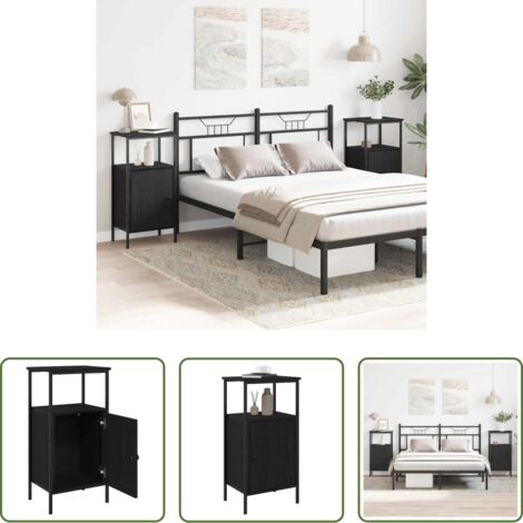 Comodino moderno -  Armadio da Notte 2 pcs Rovere Nero 41 x 31 x 80 cm