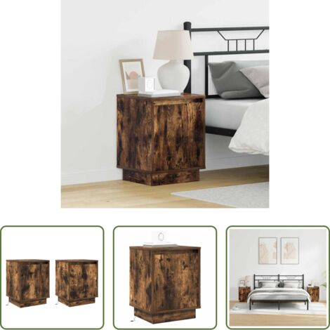 Comodino moderno -  Armadio da Notte con 2 pcs Rovere fumé 39 x 34.5 x 50 cm