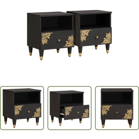 Comodino moderno -  Armadio da Notte con cassetto 2 pcs Nero 40 x 33 x 46 cm
