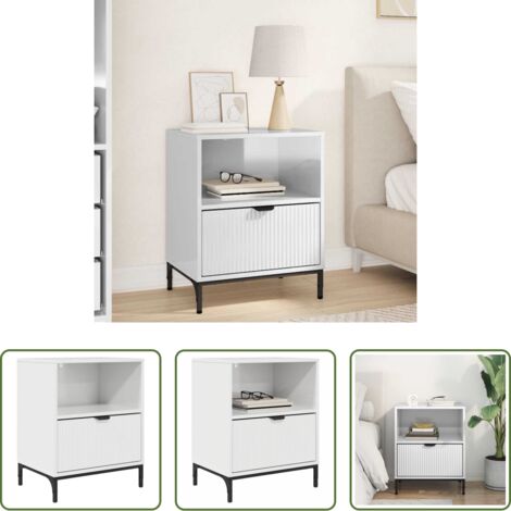 Comodino moderno -  Armadio da Notte con cassetto Bianco lucido 49 x 36 x 61 cm