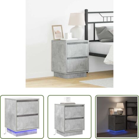 Comodino moderno -  Armadio da Notte con cassetto Grigio cemento 39 x 34,5 x 50 cm