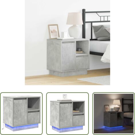 Comodino moderno - Armadio da Notte con cassetto Grigio cemento 50 x 34,5 x 50 cm.