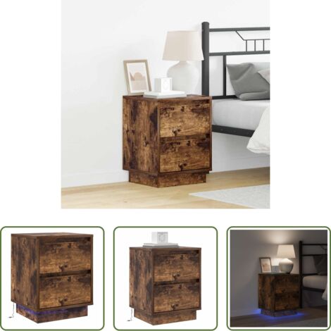 Comodino moderno -  Armadio da Notte con cassetto Rovere fumé 39 x 34,5 x 50 cm