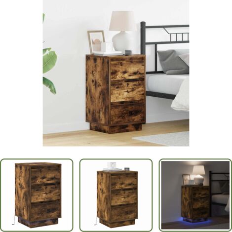 Comodino moderno -  Armadio da Notte con cassetto Rovere fumé 39 x 34,5 x 65 cm