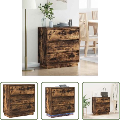 Comodino moderno -  Armadio da Notte con cassetto Rovere fumé 71 x 34,5 x 75 cm