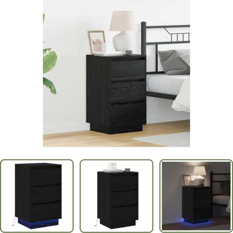 Comodino moderno -  Armadio da Notte con cassetto Rovere Nero 39 x 34,5 x 65 cm