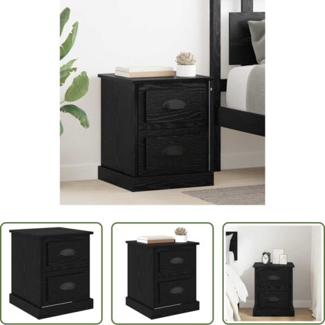 Comodino moderno -  Armadio da Notte con cassetto Rovere Nero 39 x 39 x 47.5 cm