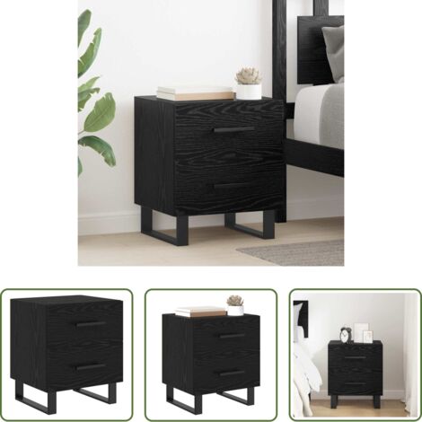 Comodino moderno -  Armadio da Notte con cassetto Rovere Nero 40 x 35 x 47,5 cm