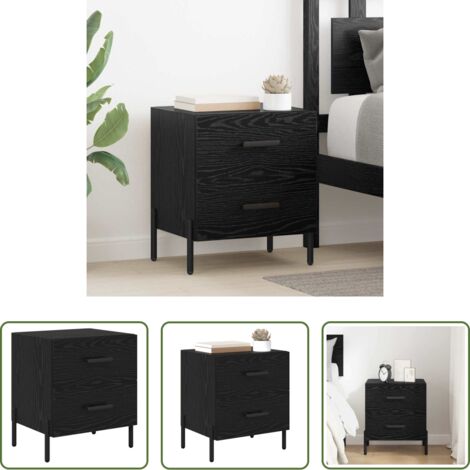 Comodino moderno -  Armadio da Notte con cassetto Rovere Nero 40 x 35 x 47,5 cm