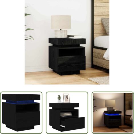 Comodino moderno -  Armadio da Notte con cassetto Rovere Nero 40 x 39 x 48,5 cm