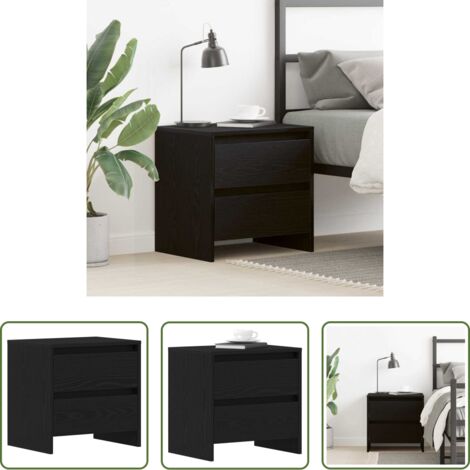Comodino moderno -  Armadio da Notte con cassetto Rovere Nero 45 x 34 x 44,5 cm