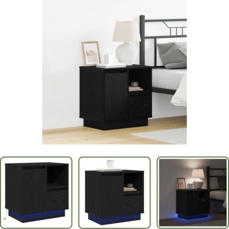 Comodino moderno -  Armadio da Notte con cassetto Rovere Nero 50 x 34,5 x 50 cm.