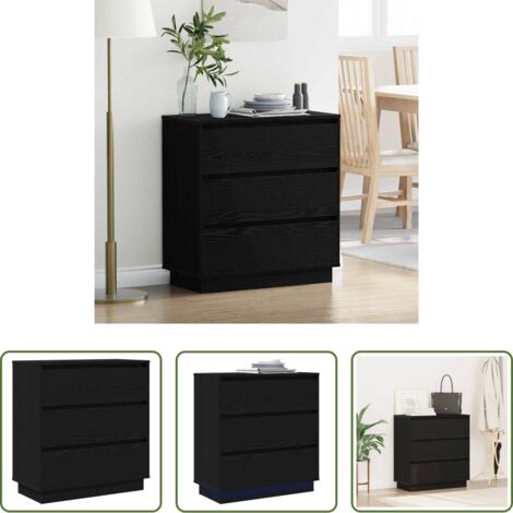 Comodino moderno -  Armadio da Notte con cassetto Rovere Nero 71 x 34,5 x 75 cm