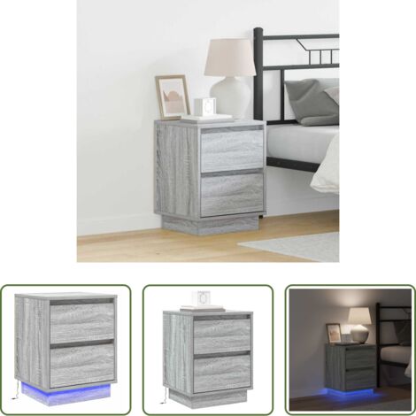 Comodino moderno -  Armadio da Notte Grigio 39 x 34,5 x 50 cm Legno multistrato
