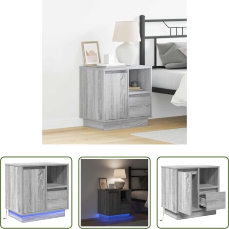 Comodino moderno -  Armadio da Notte Grigio 50 x 34,5 x 50 cm. Legno multistrato