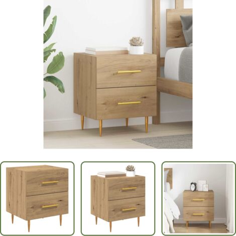 Comodino moderno -  Armadio da Notte Rovere artigianale 40 x 35 x 47,5 cm