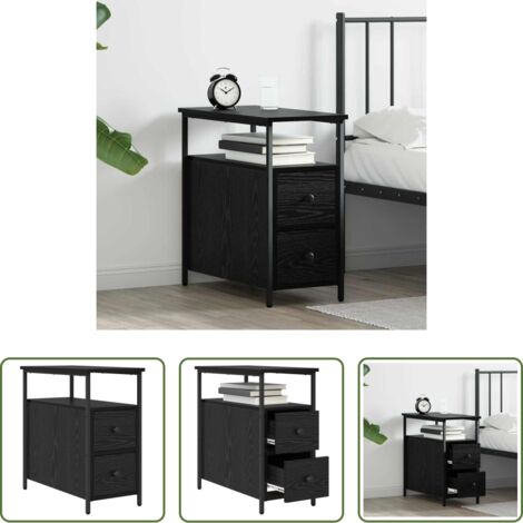 Comodino moderno -  Armadio da Notte Rovere nero 30 x 60 x 60 cm Legno multistrato