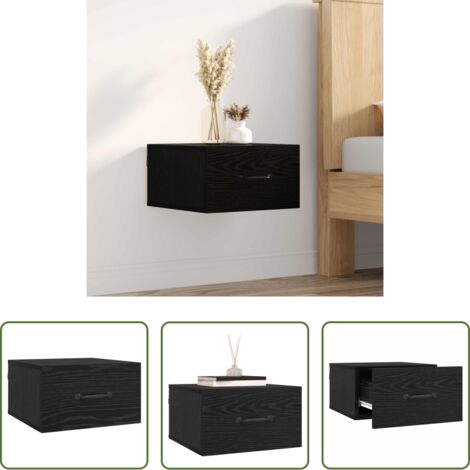 Comodino moderno -  Armadio da Notte Rovere Nero 35 x 35 x 20 cm Legno multistrato