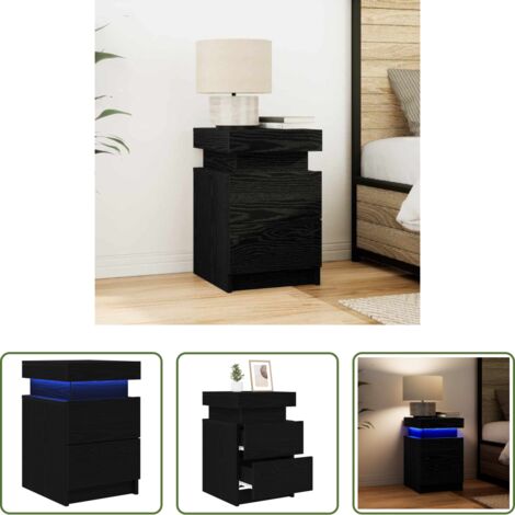 Comodino moderno -  Armadio da Notte Rovere Nero 35 x 39 x 55 cm Legno multistrato