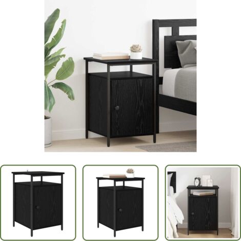 Comodino moderno -  Armadio da Notte Rovere Nero 40 x 42 x 60cm Legno multistrato