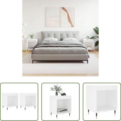Comodino moderno -  Comodini 2pz Bianchi 40x35x50 cm in Legno Multistrato