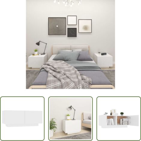 Comodino moderno -  Comodino Bianco 100x35x40 cm in Legno Multistrato