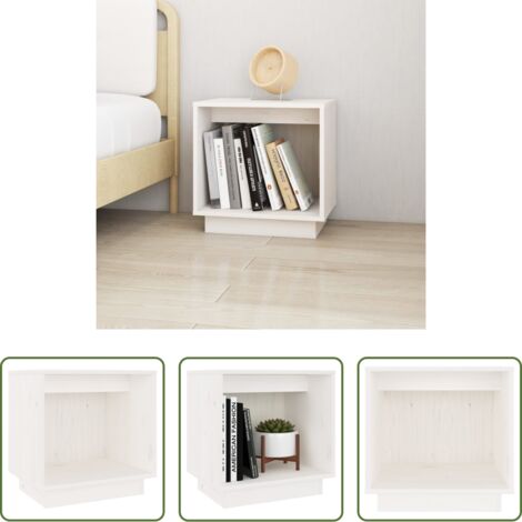 Comodino moderno -  Comodino Bianco 40x30x40 cm in Legno Massello di Pino