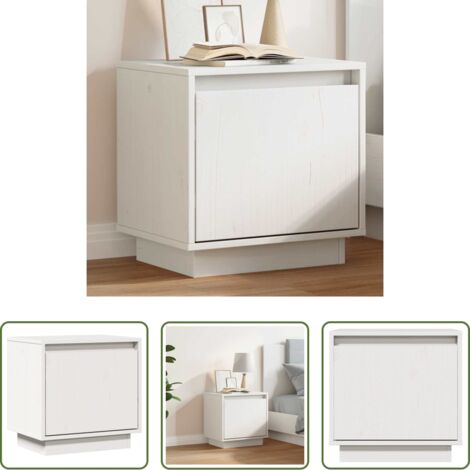 Comodino moderno -  Comodino Bianco 40x30x40 cm in Legno Massello di Pino