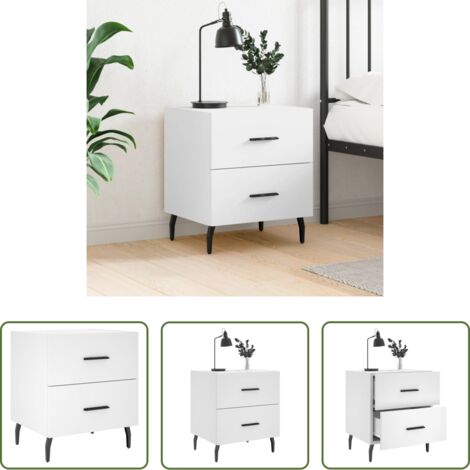 Comodino moderno -  Comodino Bianco 40x35x47,5 cm in Legno Multistrato