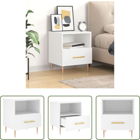 Comodino moderno -  Comodino Bianco 40x35x47,5 cm in Legno Multistrato
