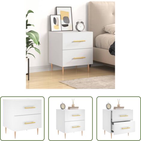 Comodino moderno -  Comodino Bianco 40x35x47,5 cm in Legno Multistrato