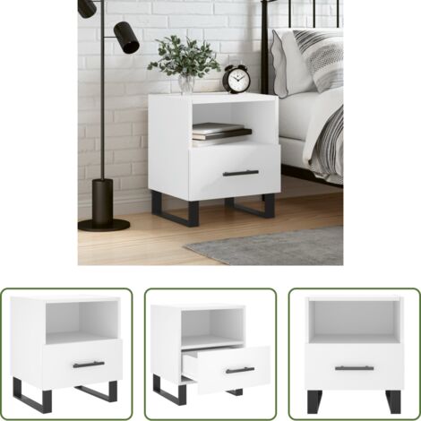 Comodino moderno -  Comodino Bianco 40x35x47,5 cm in Legno Multistrato