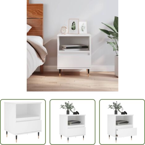Comodino moderno -  Comodino Bianco 40x35x50 cm in Legno Multistrato