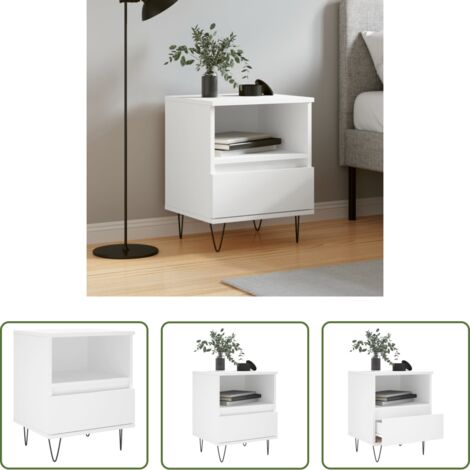 Comodino moderno -  Comodino Bianco 40x35x50 cm in Legno Multistrato