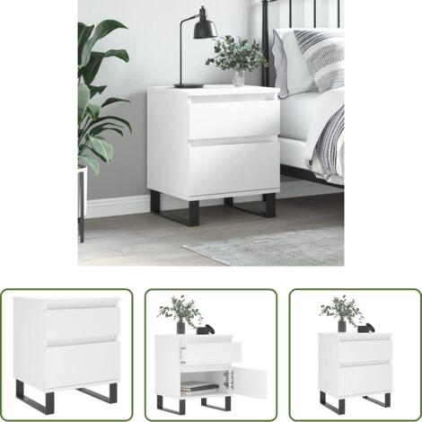 Comodino moderno -  Comodino Bianco 40x35x50 cm in Legno Multistrato