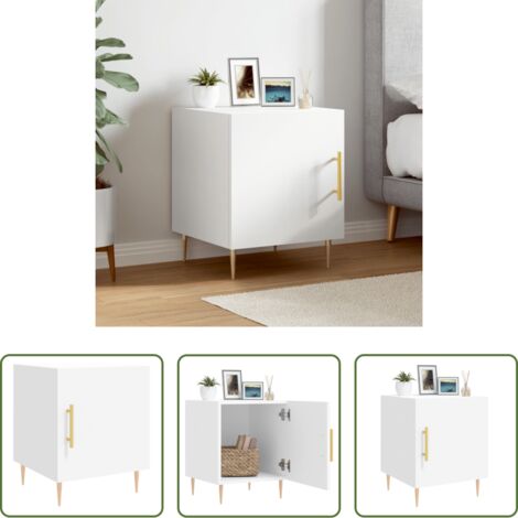 Comodino moderno -  Comodino Bianco 40x40x50 cm in Legno Multistrato