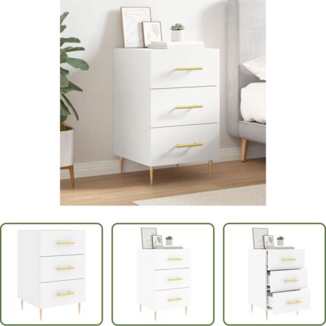 Comodino moderno -  Comodino Bianco 40x40x66 cm in Legno Multistrato