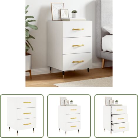 Comodino moderno -  Comodino Bianco 40x40x66 cm in Legno Multistrato
