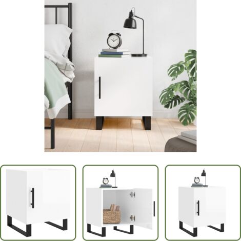 Comodino moderno -  Comodino Bianco Lucido 40x40x50 cm in Legno Multistrato